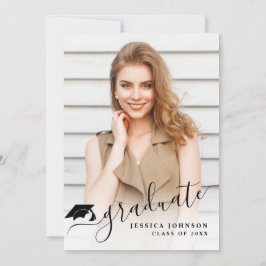 モダンシンプルミニマル写真卒業パーティー 招待状