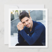 モダンシンプルミニマル写真卒業 サンキューカード (裏面)