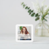 モダンシンプルミニマル写真接続QRコード スクエア名刺 (スタンド正面)