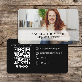 モダンシンプルミニマル写真接続QRコード 名刺