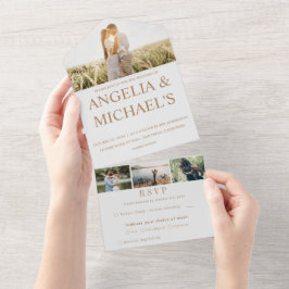 モダンシンプルミニマル写真結婚の オールインワン招待状