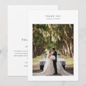 モダンシンプルミニマル写真結婚の サンキューカード (正面/裏面)