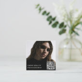 モダンシンプルミニマル写真QRコードSNS スクエア名刺 (スタンド正面)