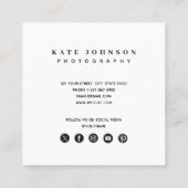 モダンシンプルミニマル写真QRコードSNS スクエア名刺 (裏面)