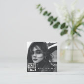 モダンシンプルミニマル写真QRコードSNS スクエア名刺 (スタンド正面)