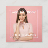 モダンシンプルミニマル写真QRコードSNS スクエア名刺 (正面)