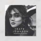 モダンシンプルミニマル写真QRコードSNS スクエア名刺 (正面)