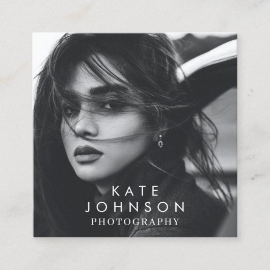 モダンシンプルミニマル写真QRコードSNS スクエア名刺 (正面)