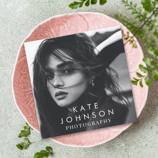 モダンシンプルミニマル写真QRコードSNS スクエア名刺