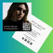 モダンシンプルミニマル写真QRコードSNS スクエア名刺