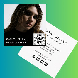 モダンシンプルミニマル写真QRコードSNS スクエア名刺