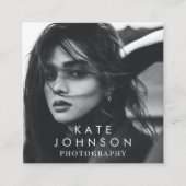 モダンシンプルミニマル写真QRコードSNS スクエア名刺 (正面)