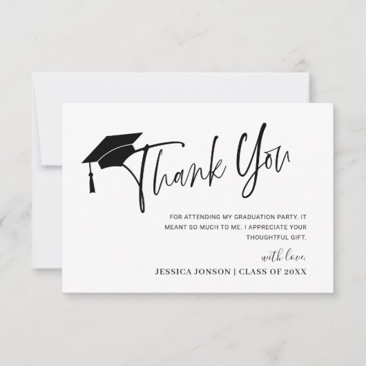 モダンシンプルミニマル卒業サンキューカード 招待状 (正面)