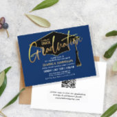 モダンシンプルミニマル卒業パーティーQRコード 招待状