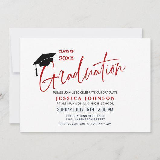 モダンシンプルミニマル卒業党 招待状 (正面)