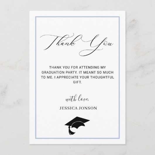 モダンシンプルミニマル卒業写真感謝していY サンキューカード (裏面)