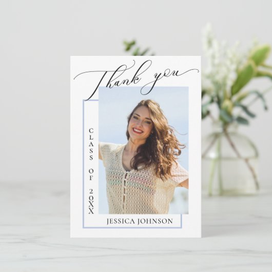 モダンシンプルミニマル卒業写真感謝していY サンキューカード (スタンド正面)