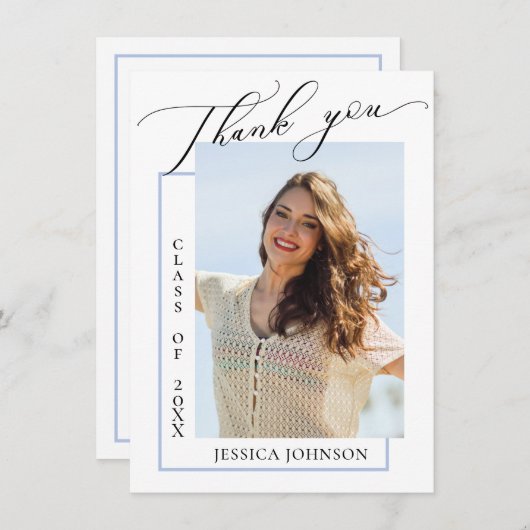 モダンシンプルミニマル卒業写真感謝していY サンキューカード (正面/裏面)