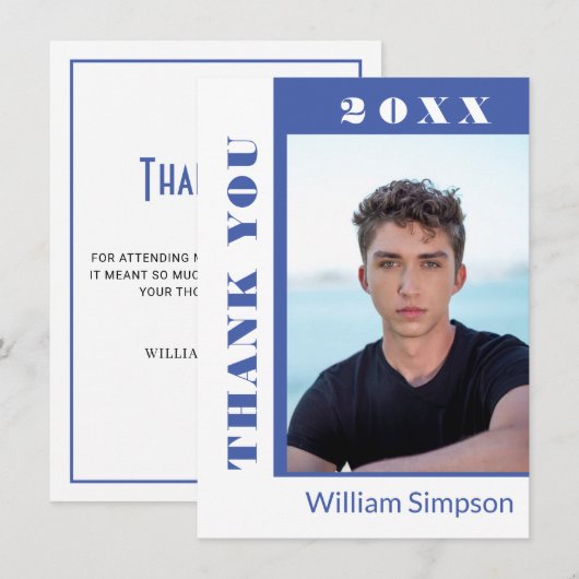 モダンシンプルミニマル卒業写真感謝していY サンキューカード (正面/裏面)