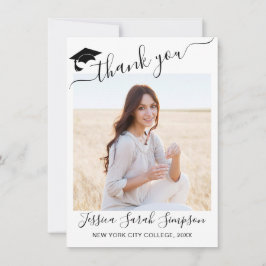 モダンシンプルミニマル卒業写真 サンキューカード