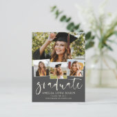 モダンシンプルミニマル卒業招待状 ポストカード (スタンド正面)