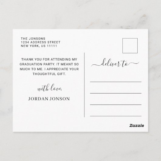 モダンシンプルミニマル卒業 ポストカード (裏面)