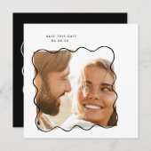 モダンシンプルミニマル波状フレーム写真結婚の セーブザデート (正面/裏面)