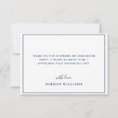 モダンシンプルミニマル海軍ブルー卒業 サンキューカード (裏面)