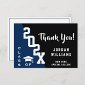 モダンシンプルミニマル海軍ブルー卒業 サンキューカード (正面/裏面)