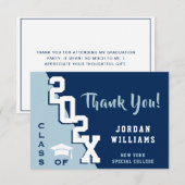 モダンシンプルミニマル海軍ブルー卒業 サンキューカード (正面/裏面)