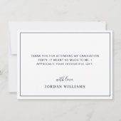 モダンシンプルミニマル海軍ブルー卒業 サンキューカード (裏面)