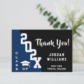 モダンシンプルミニマル海軍ブルー卒業 サンキューカード (スタンド正面)