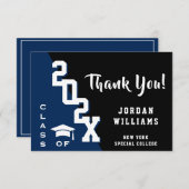 モダンシンプルミニマル海軍ブルー卒業 サンキューカード (正面/裏面)