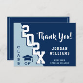 モダンシンプルミニマル海軍ブルー卒業 サンキューカード (正面/裏面)
