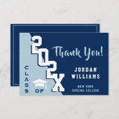 モダンシンプルミニマル海軍ブルー卒業 サンキューカード (正面/裏面)