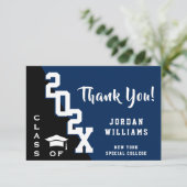 モダンシンプルミニマル海軍ブルー卒業 サンキューカード (スタンド正面)