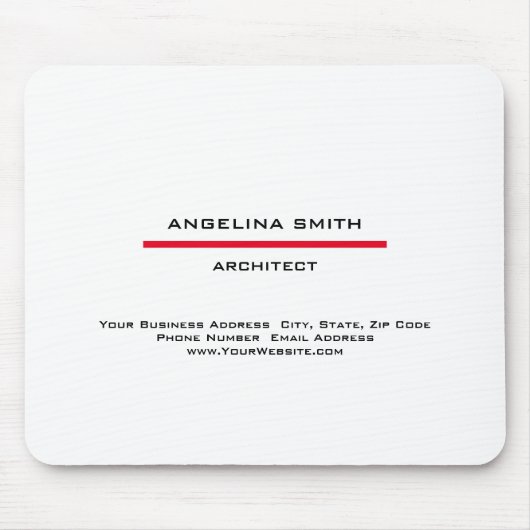 モダンシンプルミニマル白プロフェッショナル マウスパッド (正面)