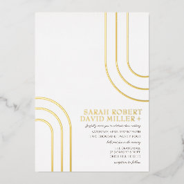 モダンシンプルミニマル白金ゴールド結婚ズ 箔招待状