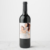 モダンシンプルミニマル結婚リストシック ワインラベル (正面)