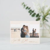 モダンシンプルミニマル結婚式の日付を保存 ポストカード (スタンド正面)