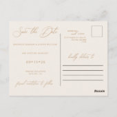 モダンシンプルミニマル結婚式の日付を保存 ポストカード (裏面)