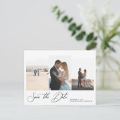 モダンシンプルミニマル結婚式の日付を保存 ポストカード (スタンド正面)