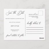 モダンシンプルミニマル結婚式の日付を保存 ポストカード (裏面)