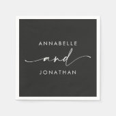モダンシンプルミニマル結婚白黒 スタンダードカクテルナプキン (正面)