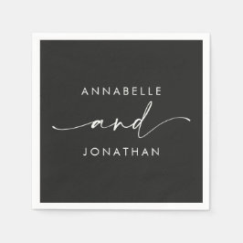 モダンシンプルミニマル結婚白黒 スタンダードカクテルナプキン