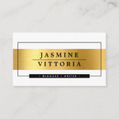 モダンシンプルミニマル縁ど金ゴールドバンド黒 名刺 (正面)