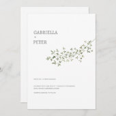 モダンシンプルミニマル葉枝結婚の 招待状 (正面/裏面)