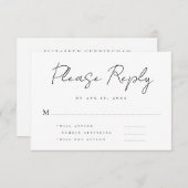 モダンシンプルミニマル記憶メモリアル返信 出欠カード (正面/裏面)