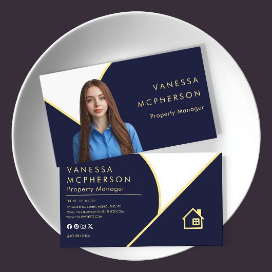 モダンシンプルミニマル透明フォト&ロゴ 名刺