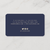 モダンシンプルミニマル金ゴールドとネイビーブルー 名刺 (裏面)